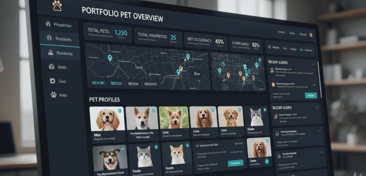 Portfolio-wide view of pet documentation and deposits using pet deposit management software
