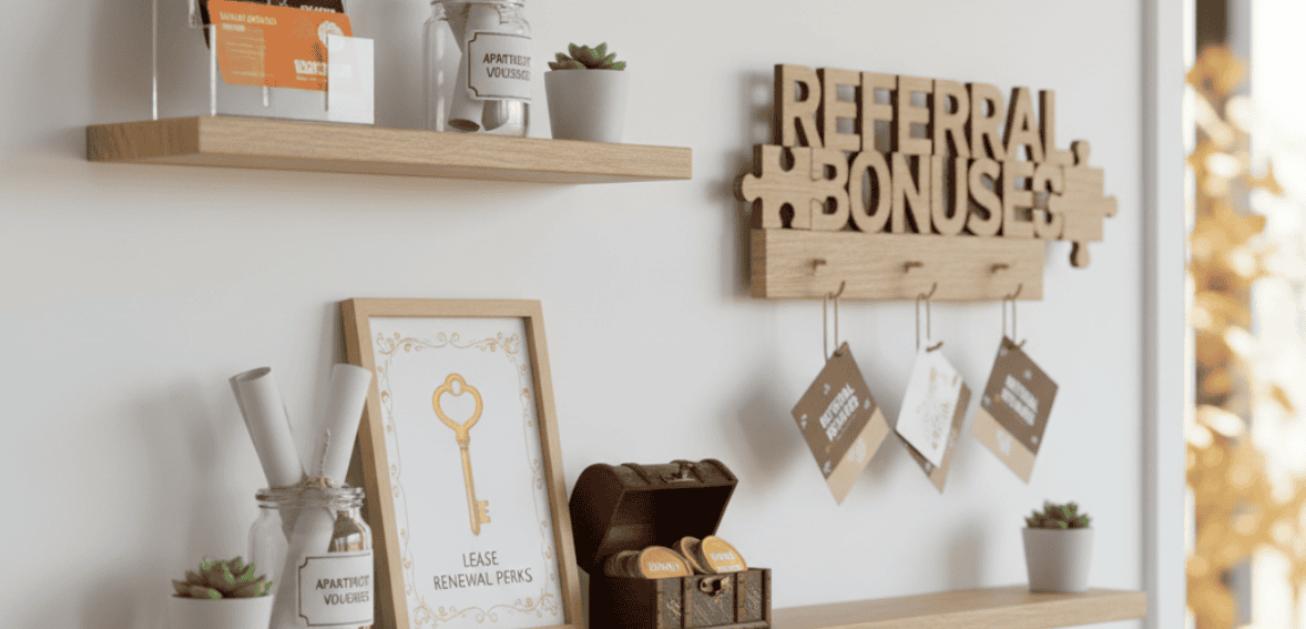 Examples of tenant engagement incentives like gift cards, renewal perks, and referral rewards