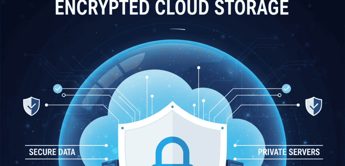 Encrypted cloud system demonstrating property management data security in rental platforms
