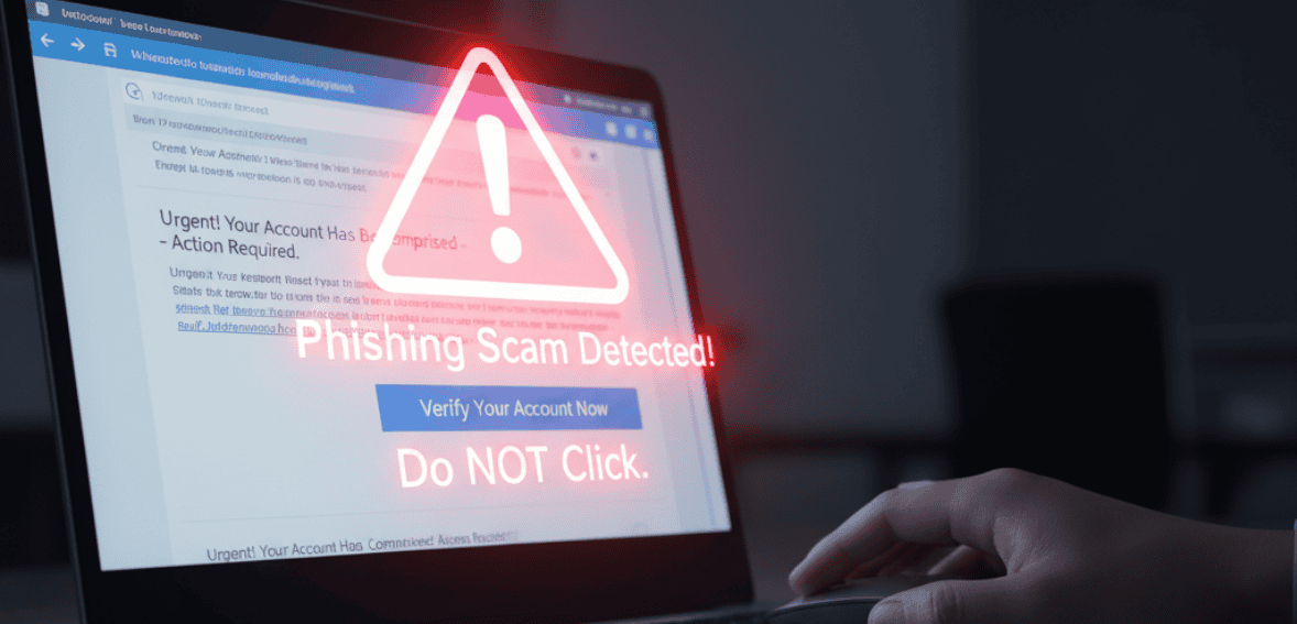 Phishing attempt illustrating human risks in property management data security