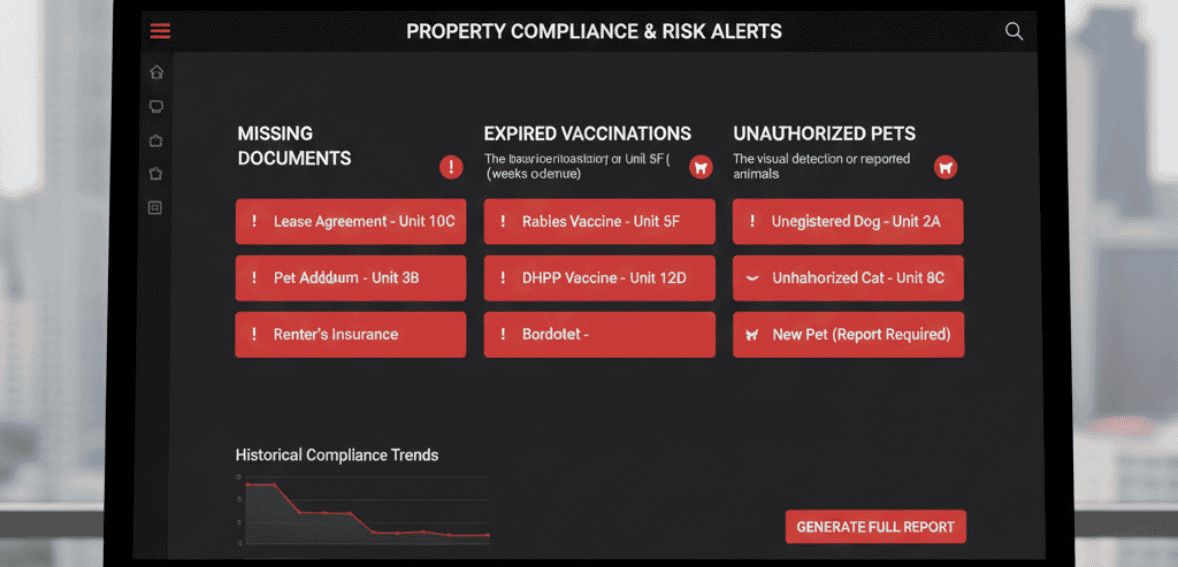 Risk reduction features in pet deposit management software identifying missing or unauthorized pet details