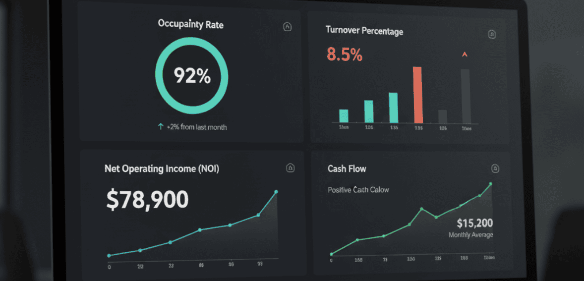 Dashboard displaying essential property management KPIs for evaluating rental performance