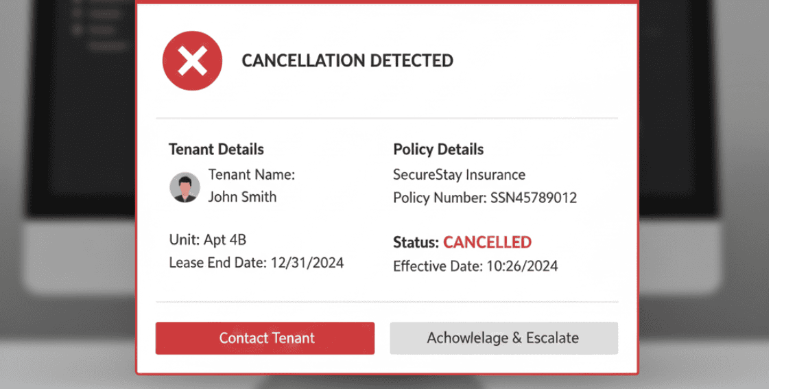 Automated lapse detection inside renters' insurance verification software preventing policy gaps