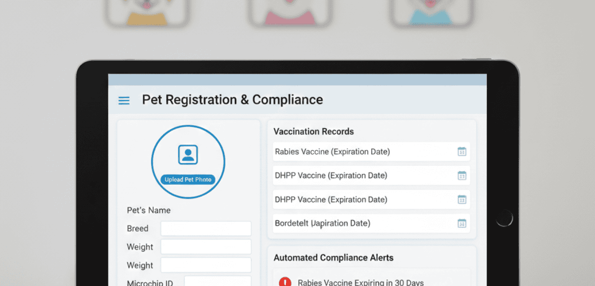 Automated pet registration workflow inside pet deposit management software