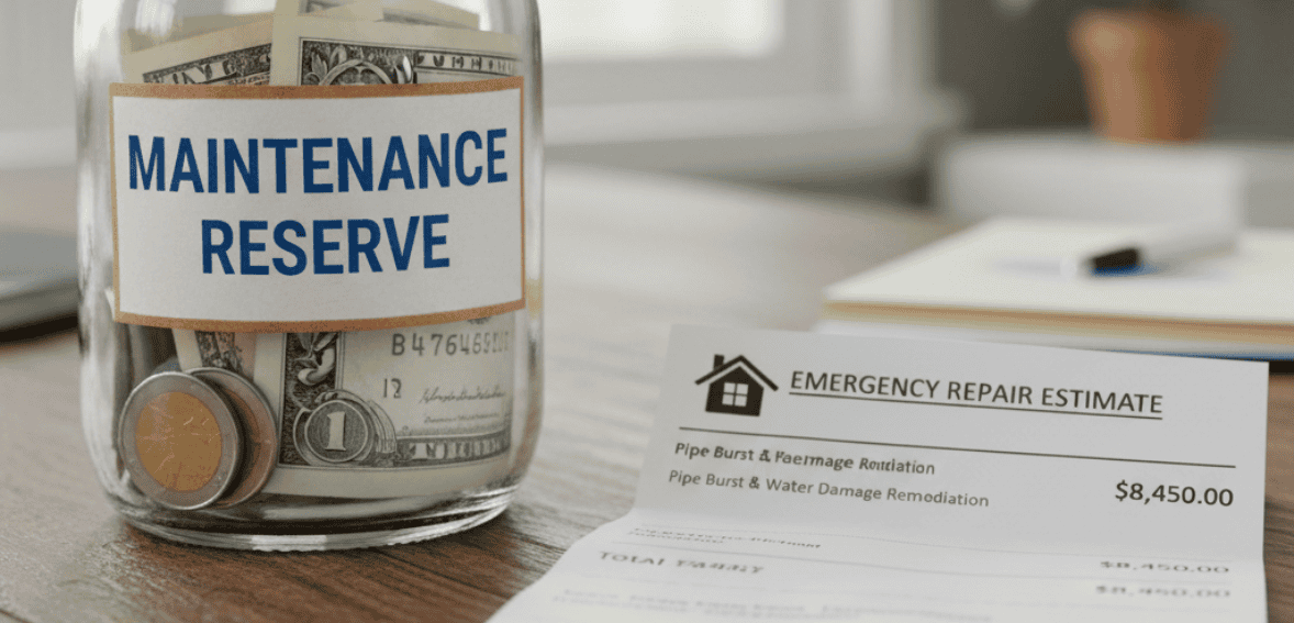 Reserve fund savings set aside as part of a rental property maintenance budget