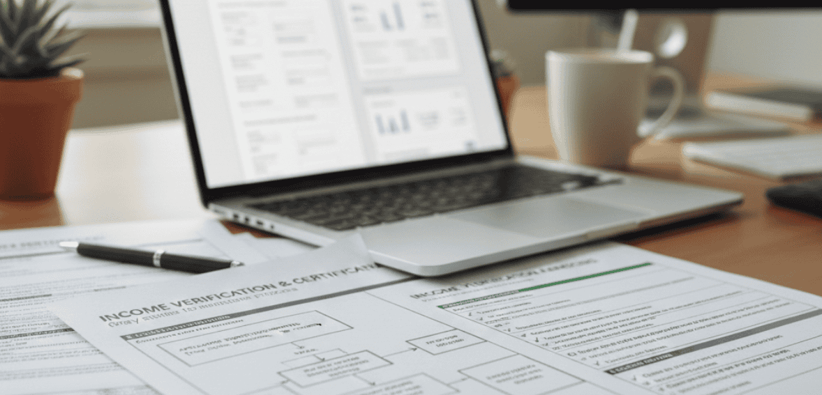 Affordable housing compliance workflow for income certification and HUD reporting