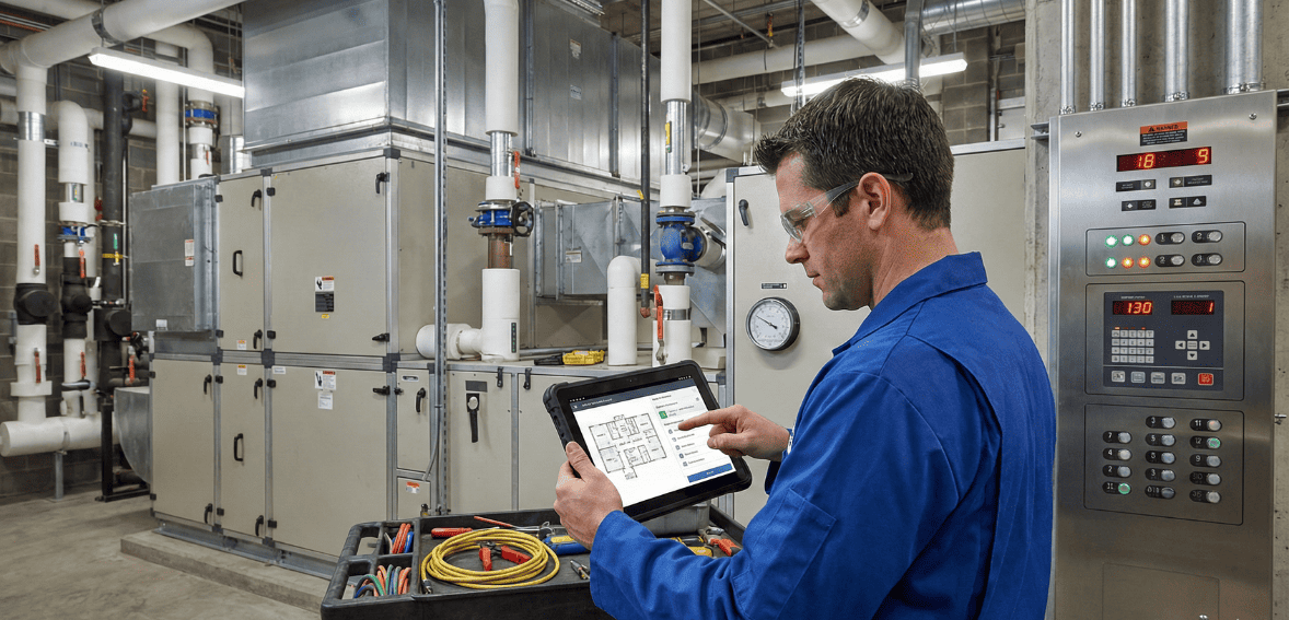 Cloud-based facility maintenance scheduling and work order tracking for commercial buildings