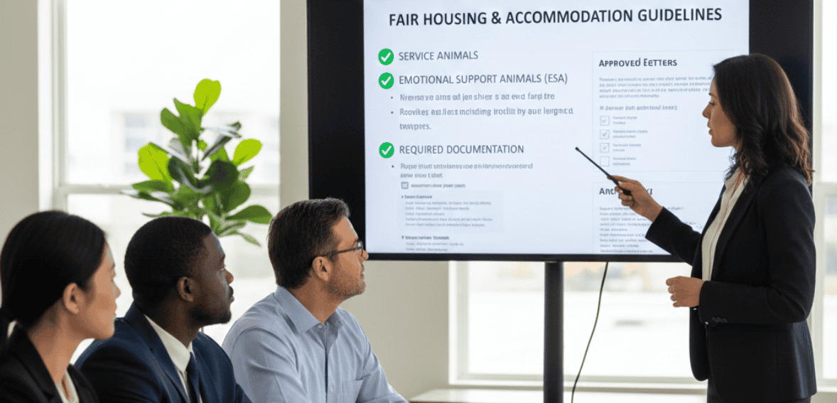 Property management staff training for ESA verification compliance