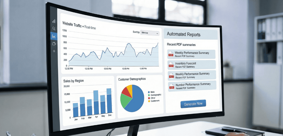 Cloud property management tools integration and reporting dashboard example.