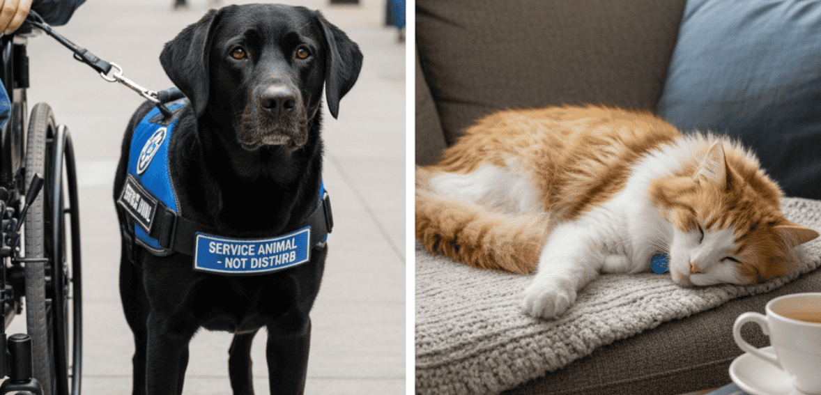 Difference between service animals and emotional support animals in housing compliance