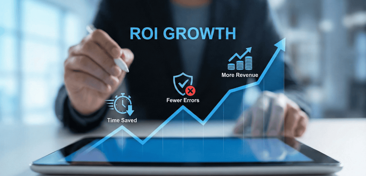 ROI benefits of property management software vs spreadsheets illustrated graph.