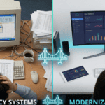 Property management software vs spreadsheets visual comparison showing transition to cloud tools.