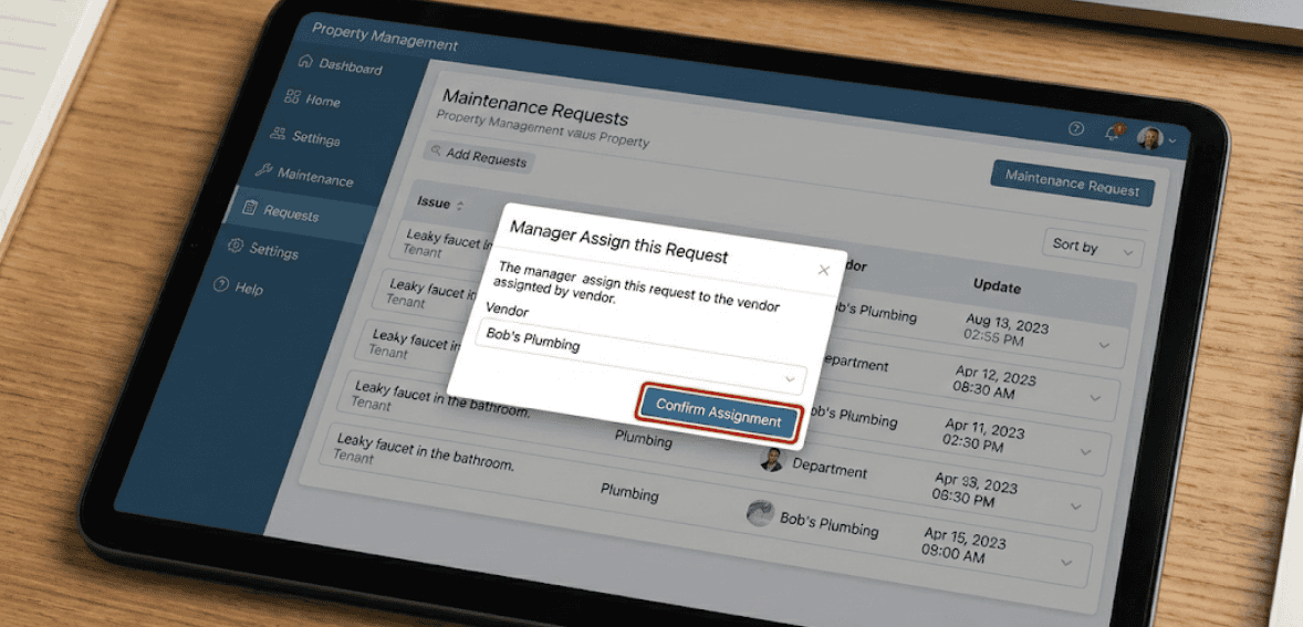 Integrated maintenance and vendor workflows in property management software
