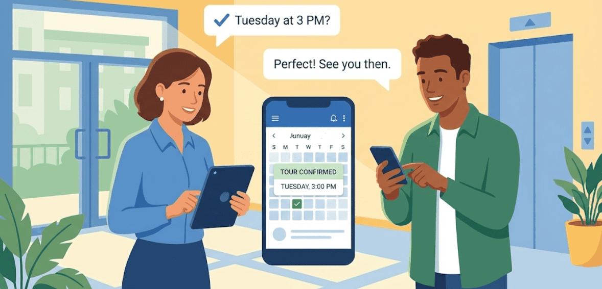 Online scheduling supporting rental listing marketing and faster vacancy fill speed