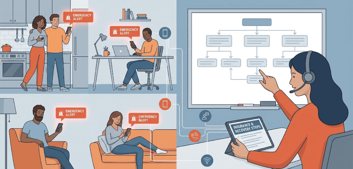 Emergency communication supporting emergency preparedness for properties