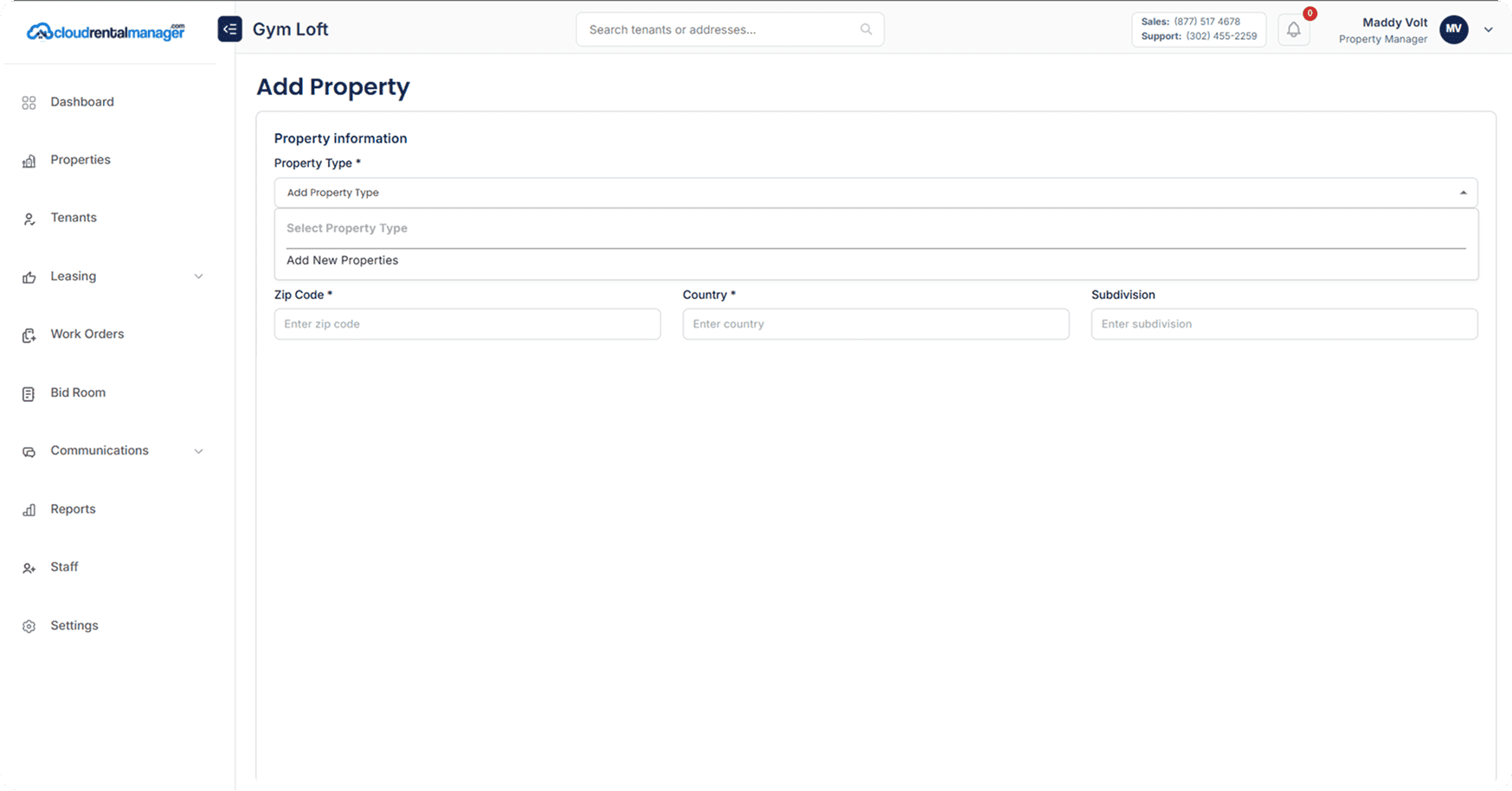 Secondary Address Rent Example How to Add New Properties in Cloud Rental Manager Guide